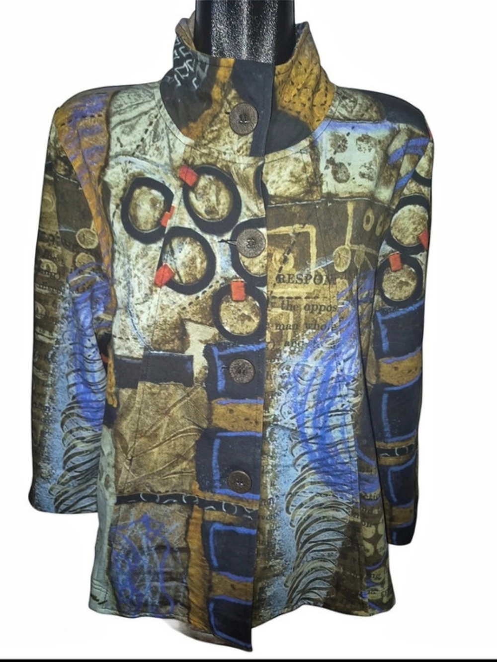 Simply Art By Dolcezza Colorful Abstract Button Front Light Blazer Jacket